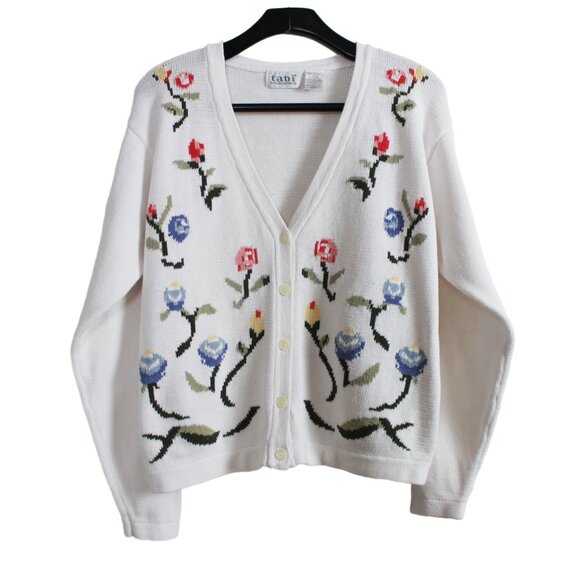 Tabi International Floral Knit V-neck Cardigan - Picture 1 of 15